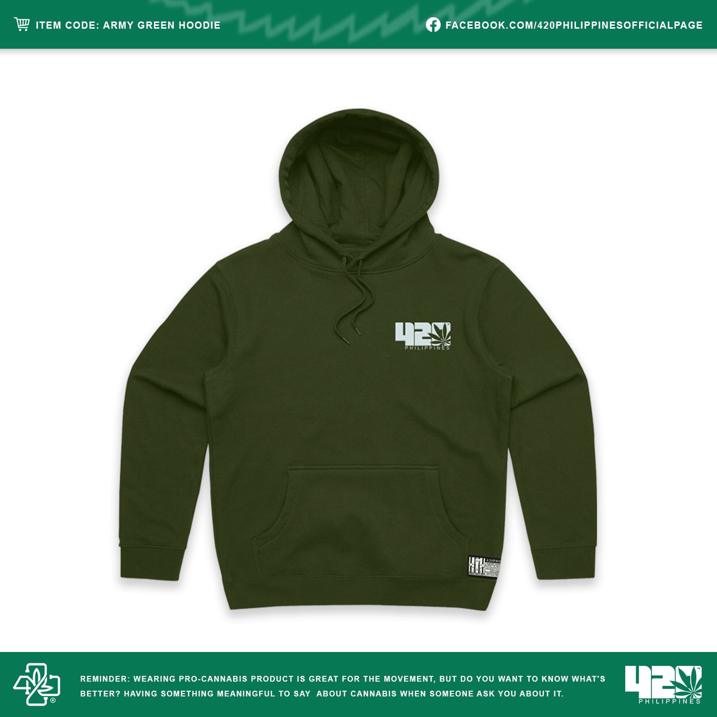 420 PH Army Green Hoodie